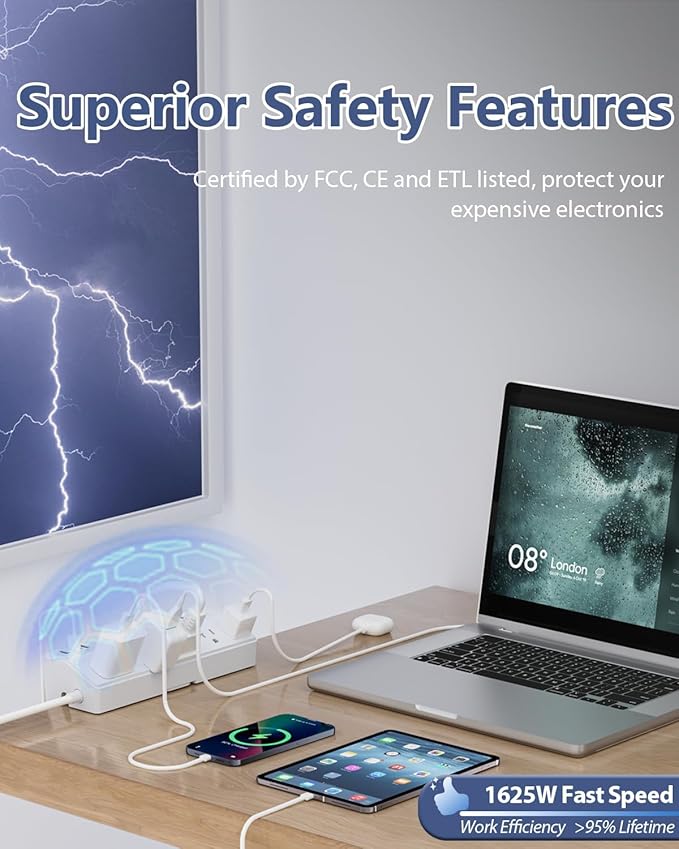 Desk Clamp Power Strip, 40W Fast Charging Station, Desktop Mount Surge Protect - Image 5