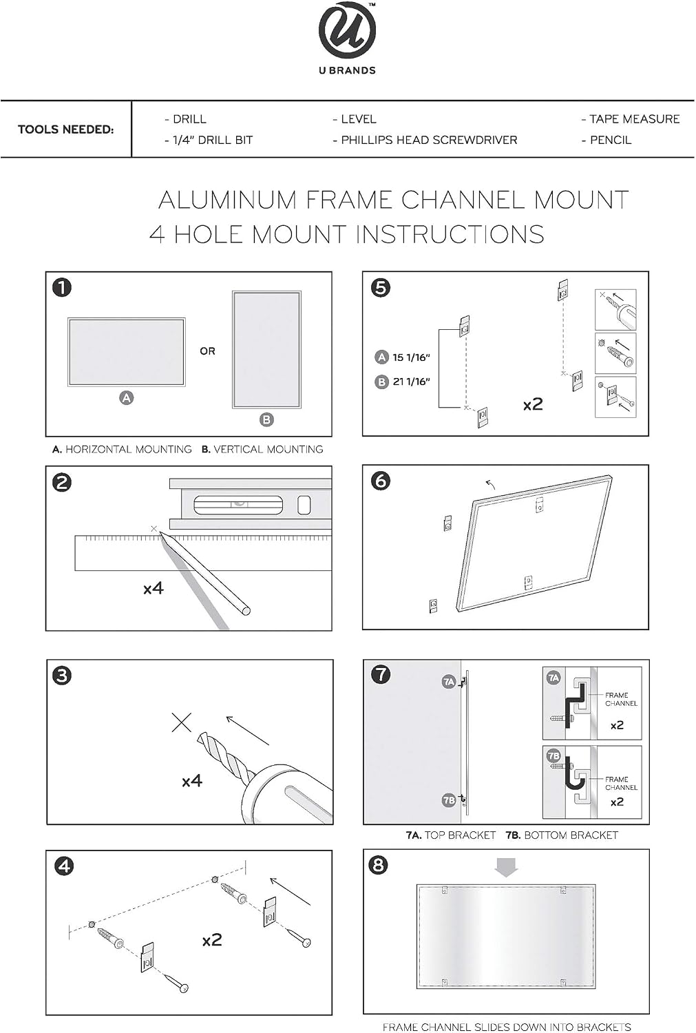U Brands Magnetic Whiteboard, 36" x 24", Wall Mounted Dry Erase Boa...