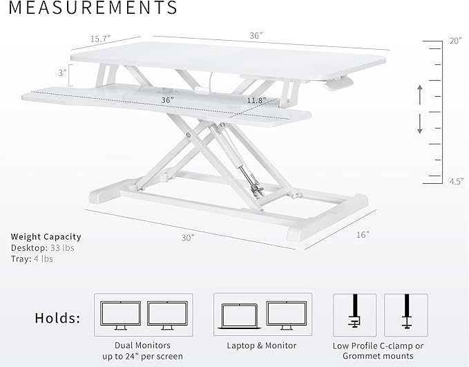 VIVO 36 inch Desk Converter, K Series, Height Adjustable Sit to Stand Riser - Image 3