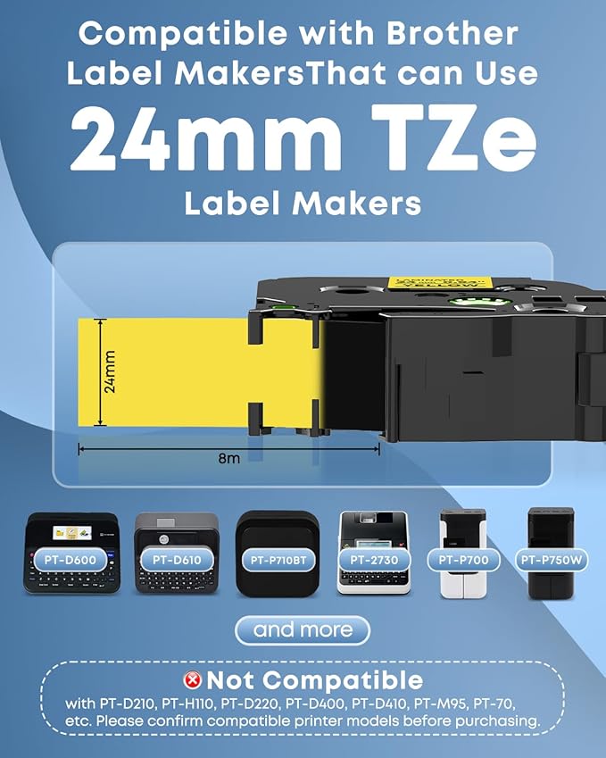 COLORWING TZe-651 24mm Yellow Label Tape Replacement - Image 2