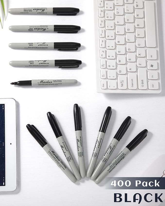 Thenshop 400 Pack Black Permanent Markers Bulk - Image 5