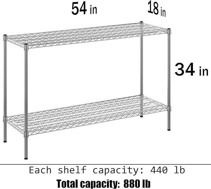 Regal Altair 18" Deep x 54" Wide x 34" Height Wire Shelving Kit | 2-Tier | NSF - Image 3