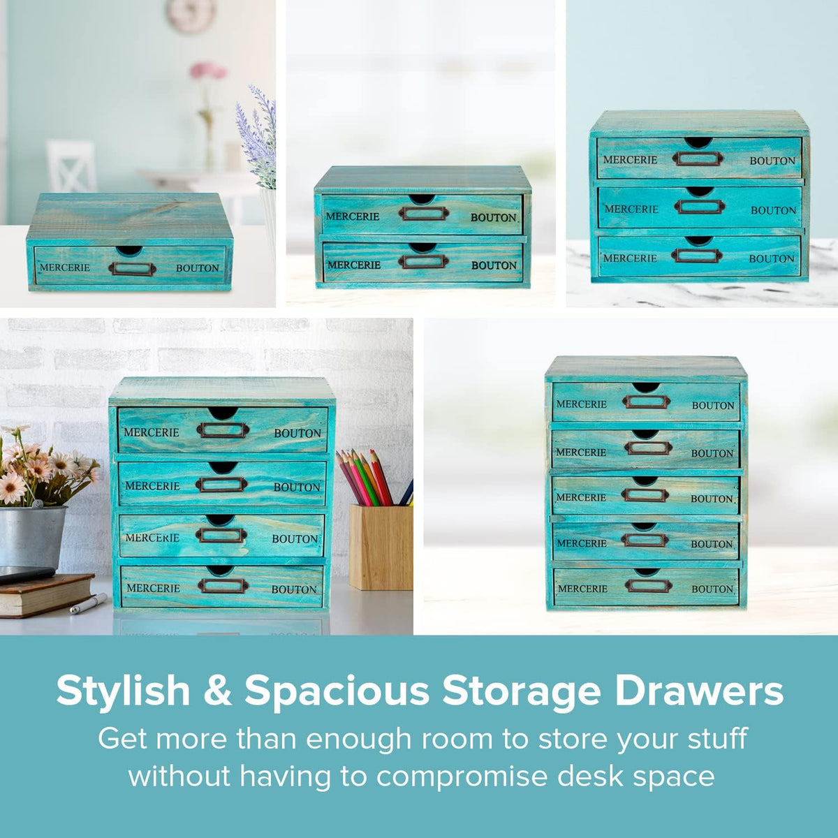5-piece Full Matching Set Turquoise Wooden Cabinets,European Country Style De...