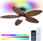 tropical palm leaf rgb ceiling fans with lights, main product view