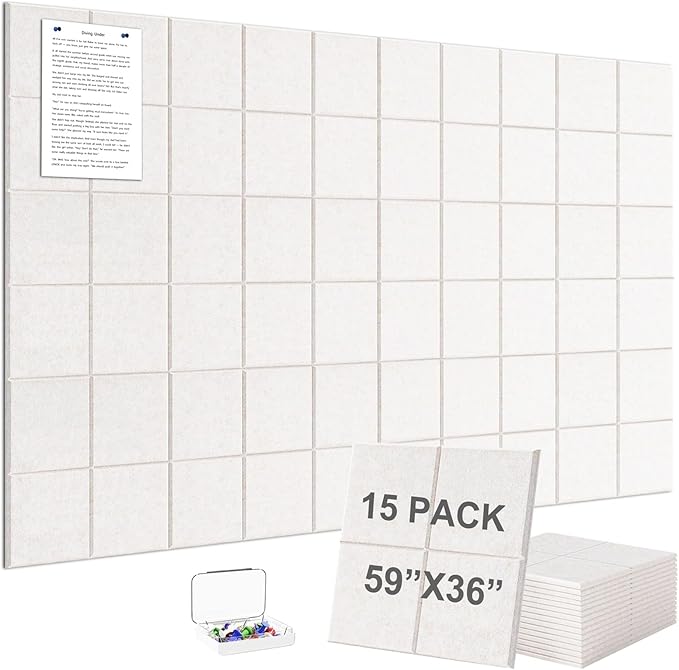 G Gamit Large Felt Wall Tiles Bulletin Board 59”x36”, Large Cork Board by GGAMIT