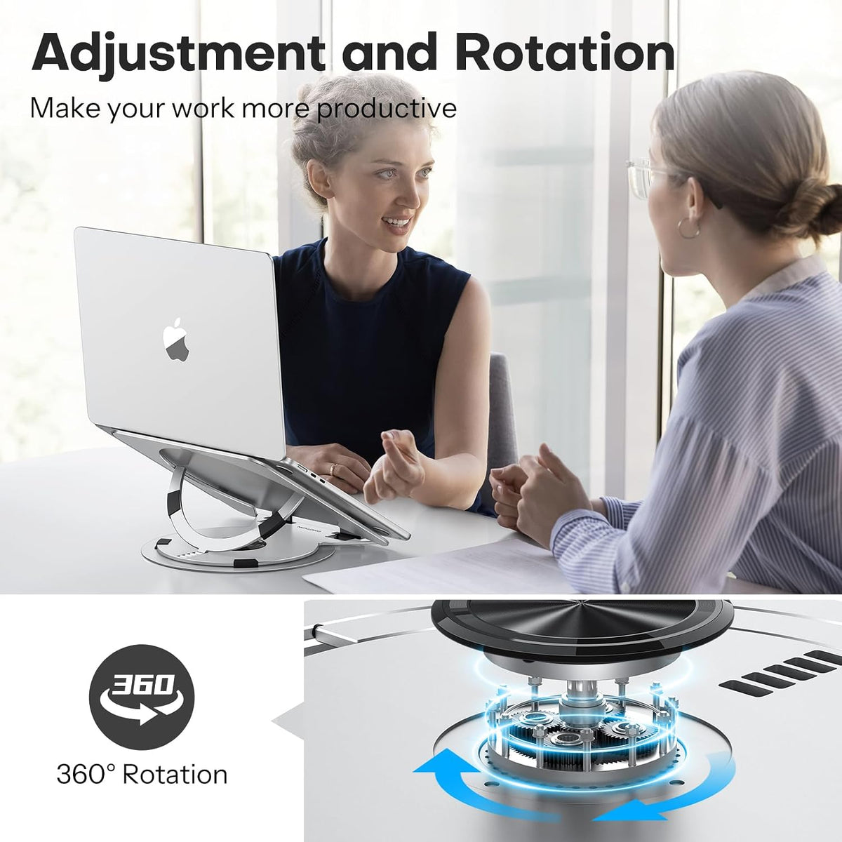 OMOTON Portable Laptop Stand for Desk, Ergonomic Computer Stand with 360° Rot...