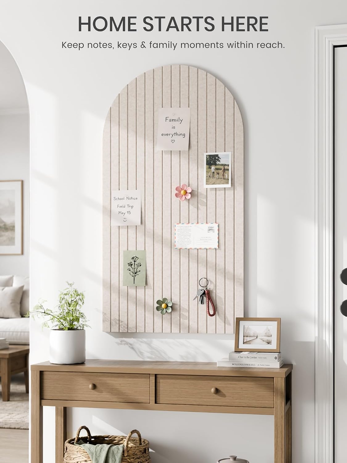 Large Arched Felt Bulletin Board 47.2''×25.5'', Oatmeal