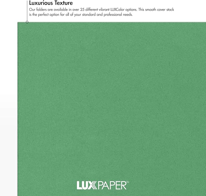 LUXPaper 9" x 12" Presentation Folders | Two Pocket | Holiday Green | 100lb. - Image 5