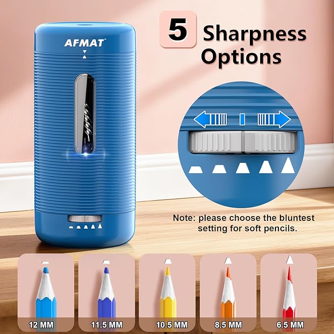 AFMAT Electric Pencil Sharpener, Fully Automatic Pencil Sharpener, Auto in & Out - Image 5