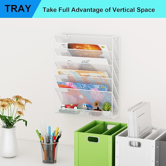 GDINDINFAN Wall File Organizer Holder Mesh Hanging Paper Document Holder - Image 7