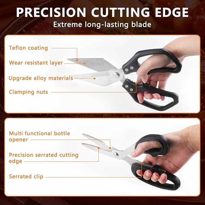 2-Piece Kitchen Scissors Stainless Steel Cooking Shears, Vegetables and Poultry - Image 5