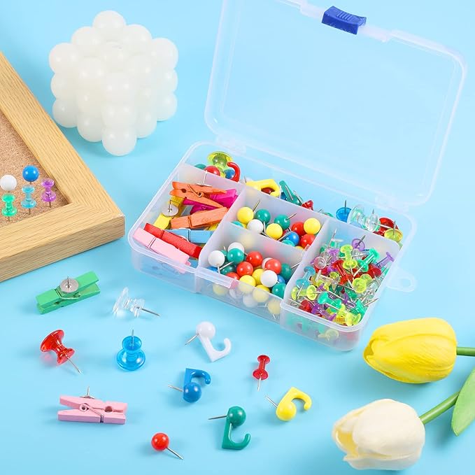 200 Pieces Push Pins Set, Thumb Tacks Multicolor Pushpin Clips Decorative Push - Image 5