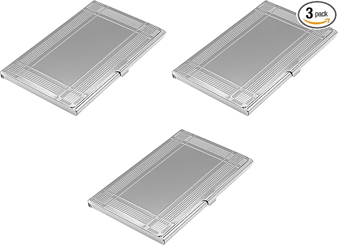 Stephanie Imports Set of 3 Slim & Minimalist Metal Business Card Holder Unisex by Stephanie+Imports