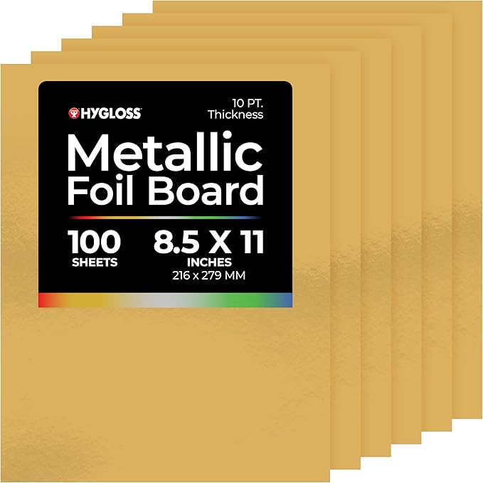 Hygloss Metallic Cardstock Sheets – 100 Matte Gold Sheets, 8.5” x 11” by HyglossProductsInc