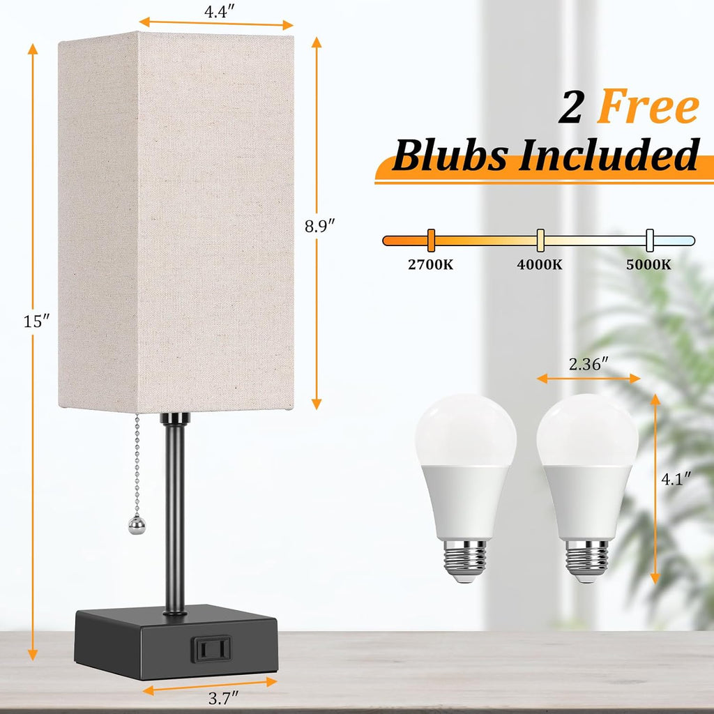 15'' bedside table lamp for bedroom small night, side view