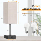 15'' bedside table lamp for bedroom small night, side view