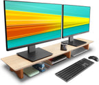 Aothia Large Dual Monitor Stand Riser, Solid Wood Desk Shelf