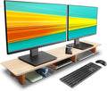 Aothia Large Dual Monitor Stand Riser, Solid Wood Desk Shelf by AothiaSimpleNaturalUnique