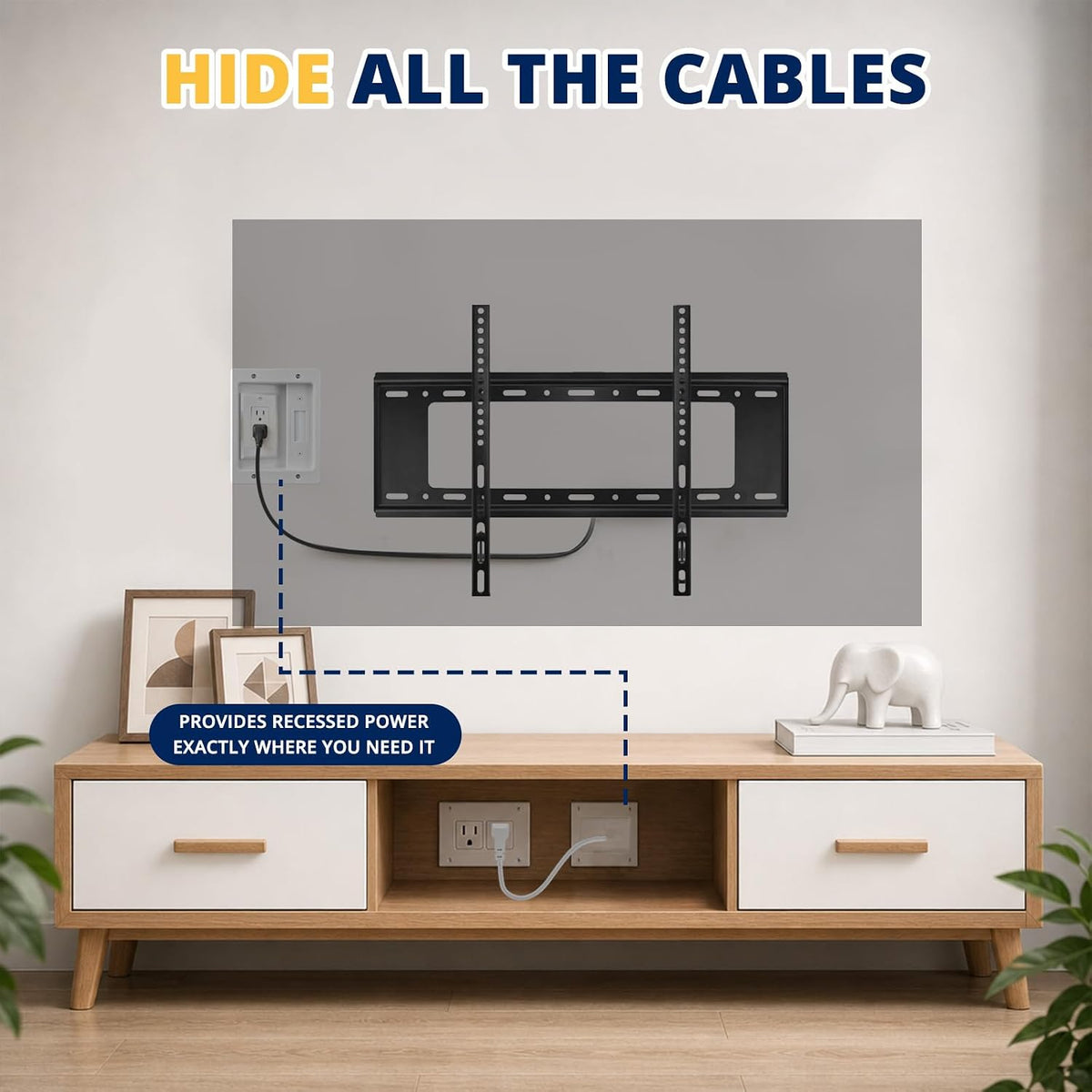 in Wall Cable Management Kit, TV Cable Hider Wall Kit, Hide Messy Wires, Rece...