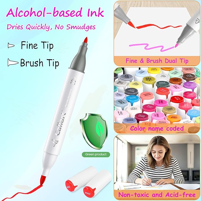 Caliart Alcohol Markers Brush Tip - Image 2