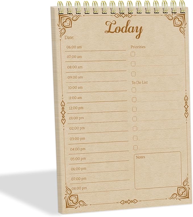 Tlenpo Daily To Do List Notebook 60 Sheets Vintage kraft paper, 5.1 x 7 In by Tlenpo