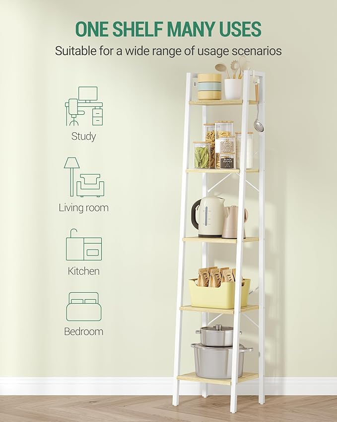 Hzuaneri Ladder Shelf, Bookshelf Bookcase, Freestanding Corner Storage Shelve - Image 6