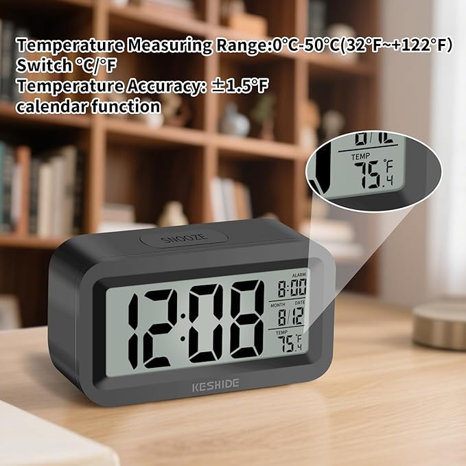 KESHIDE Travel Digital Alarm Clock, Battery Operated - Image 4