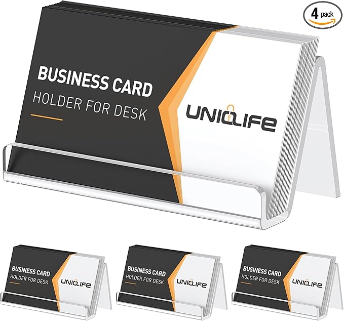 Uniclife 4 Pack Acrylic Business Card Holder by UnicLife