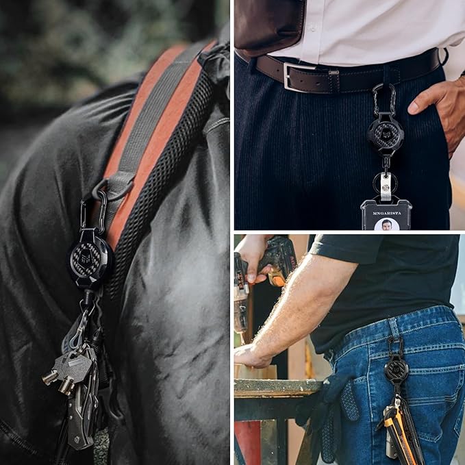 MNGARISTA 2-Pack Retractable Keychain, Heavy Duty 10 OZ Retraction 3K Carbon - Image 5
