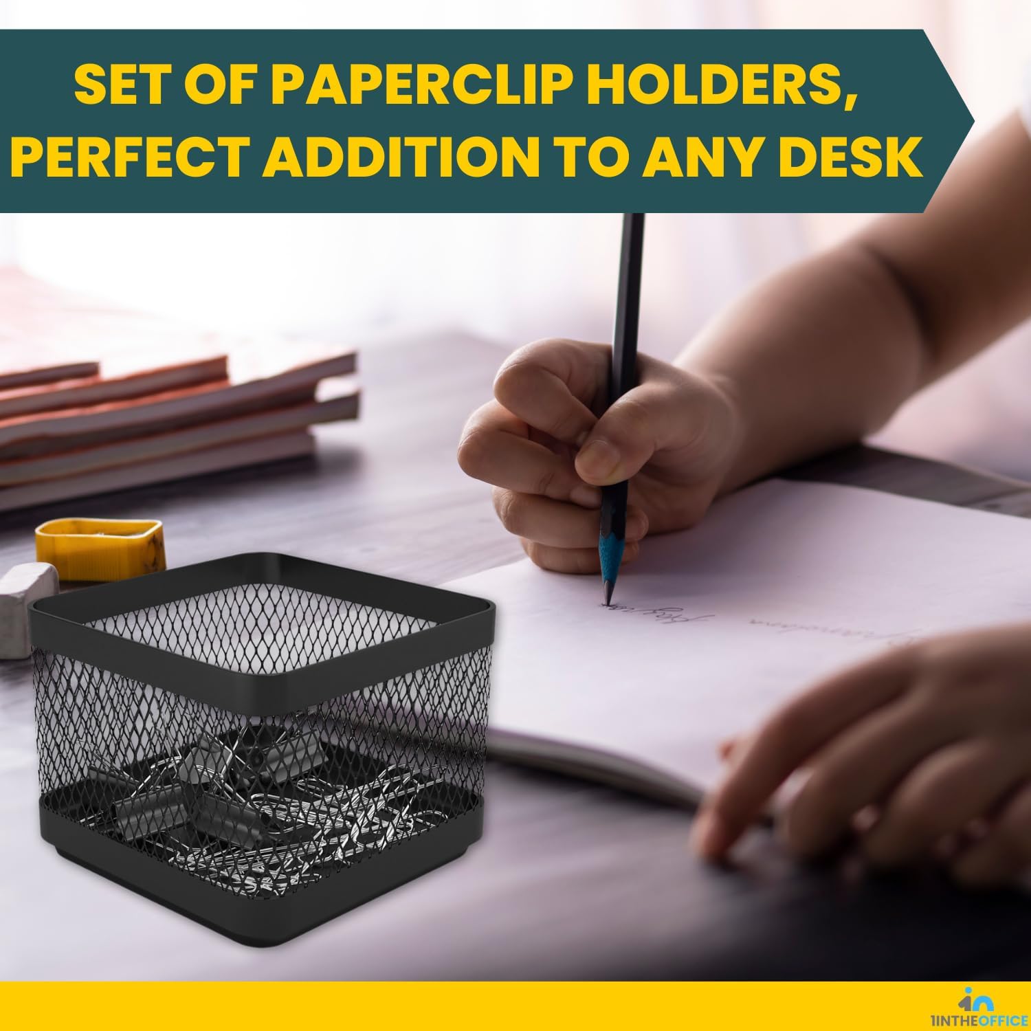 1InTheOffice Mesh Paperclip Holder For desk, Paperclip Holder Desk Accessories Holder(2 Pack)