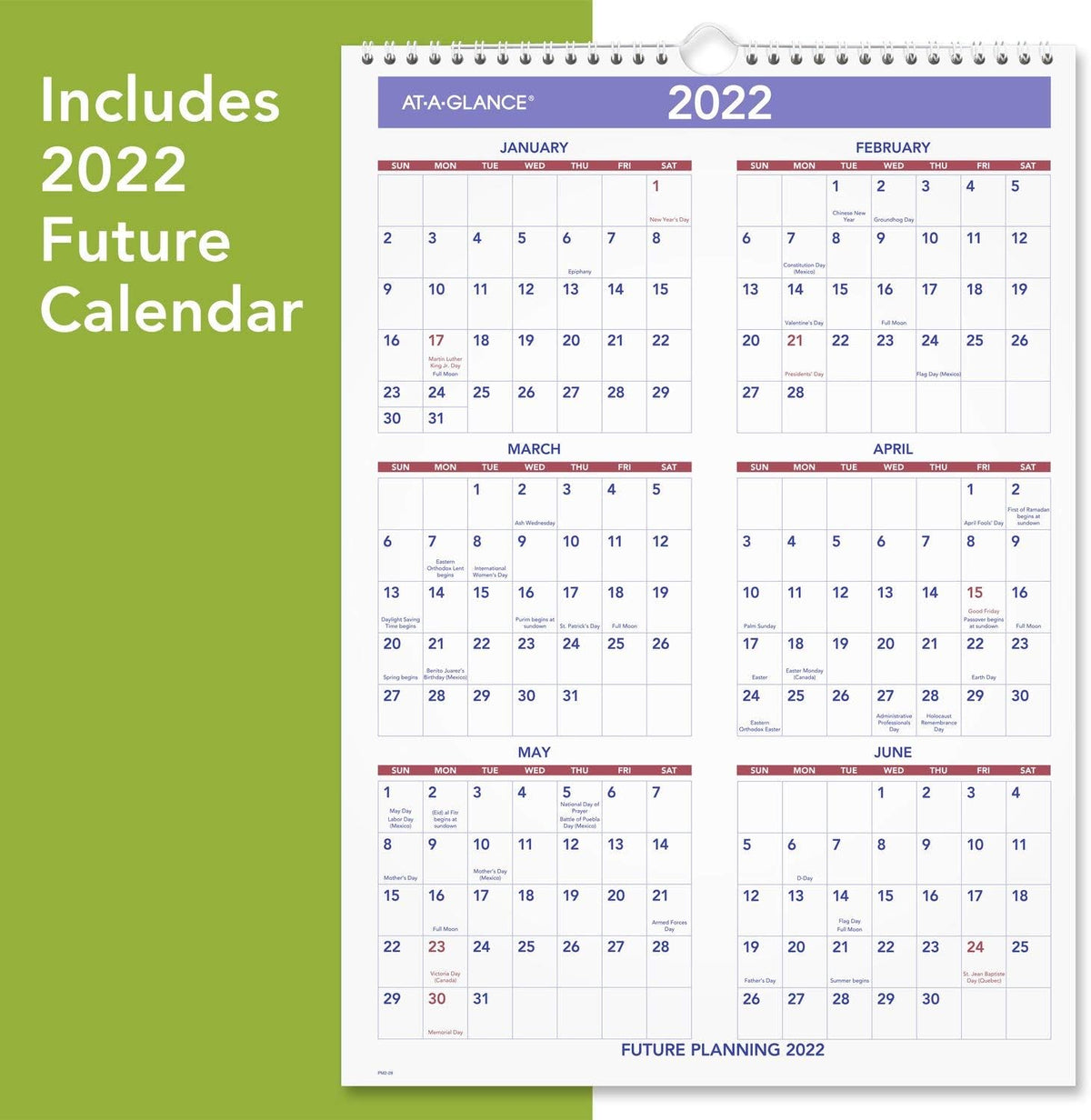 2021 Wall Calendar by AT-A-GLANCE, 12" x 17", Medium, Monthly, Wire...