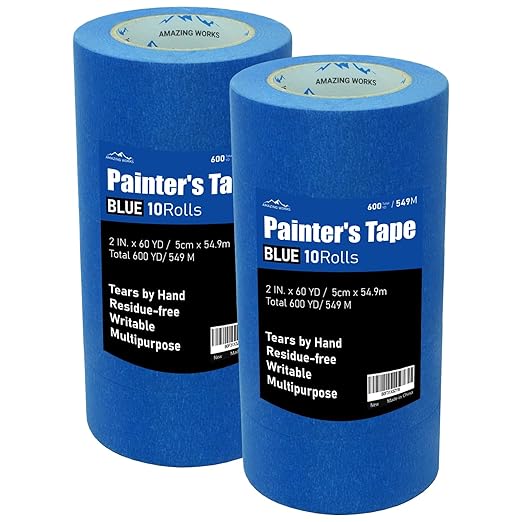 10 Rolls Painters Tape 2 inch Wide, General Purpose Blue Painters Tape by AmazingWorks