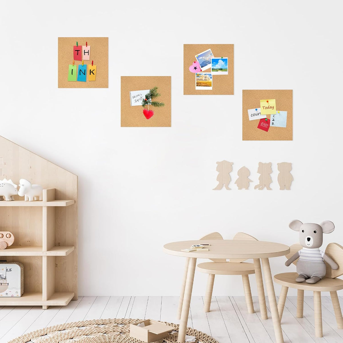 Cork Board Tiles - 8 Packs Adhesive Corkboards for Wall,Small Cork Board Deco...