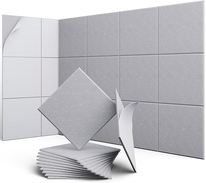 UNECHO 12 Pack 12" X 12" X 0.4" Acoustic Panels by UNECHOACOUSTIC