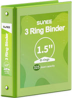 SUNEE 3 Ring Binder 1.5 Inch 1 Pack, Tender Green by SUNEE