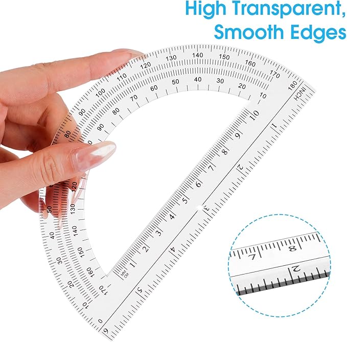 Hoiny 10 Pack Clear Protractor, 6 Inch Plastic Protractors, 180 Degrees - Image 5