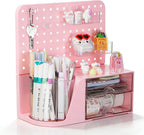 comix desk organizer with 2 drawer, pink 360°, main product view