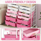 Rolling Storage Cart with 12 Drawers, Wooden Tabletop Utility Cart - Image 6