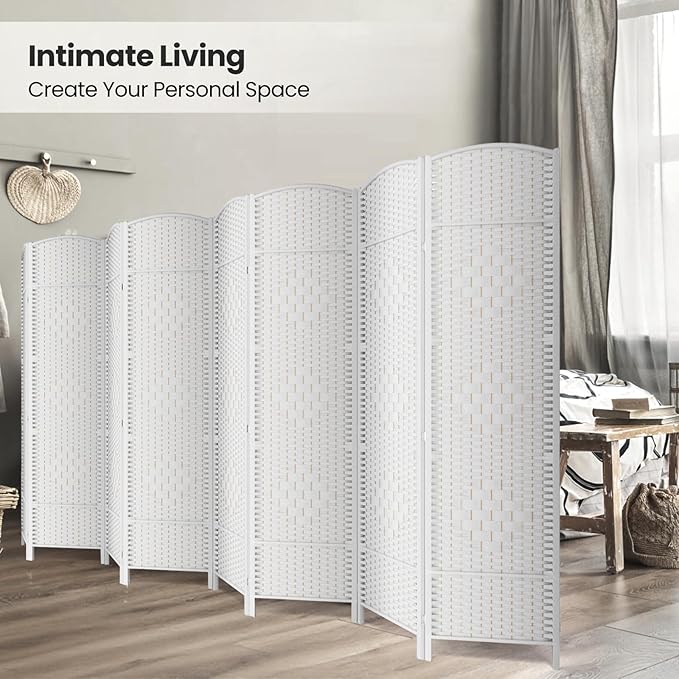 Cocosica Folding Room Divider, Weave Fiber Privacy Screen, Extra Wide Room - Image 4