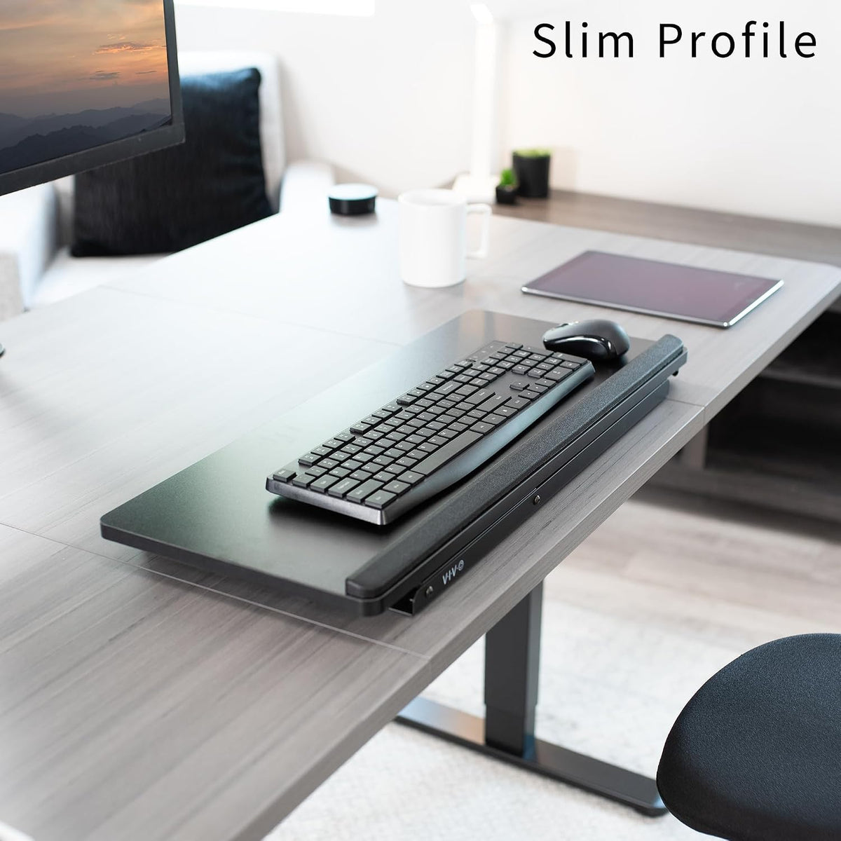 VIVO Black 27 in Single Top Keyboard and Mouse Riser, DESK-V000P