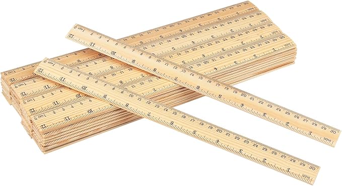 144 Packs Wooden Rulers, 12 Inch Double Sided Wood School Ruler by GNIEMCKIN