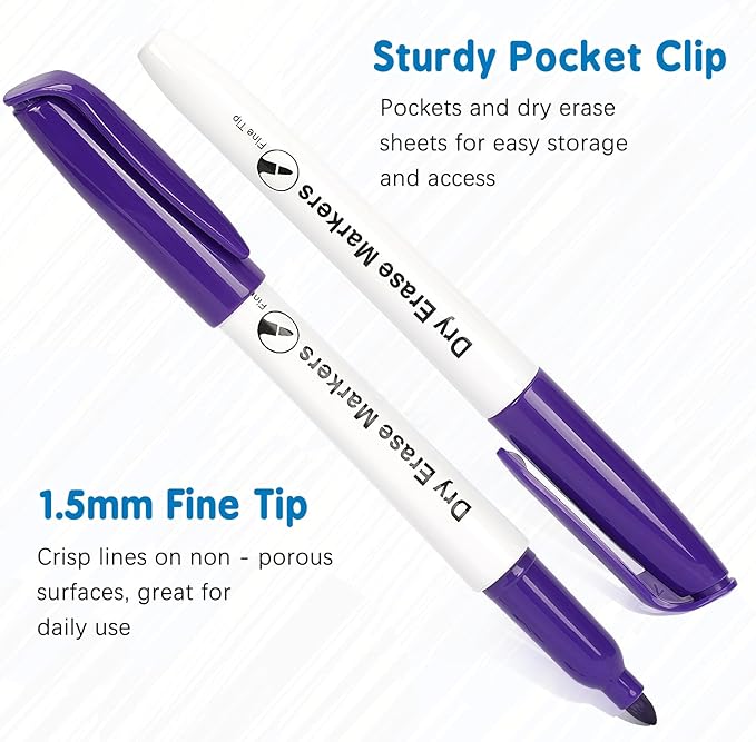 Duchong 72 Count Dry Erase Markers Bulk, 12 Assorted Colors, Fine Tip - Image 2