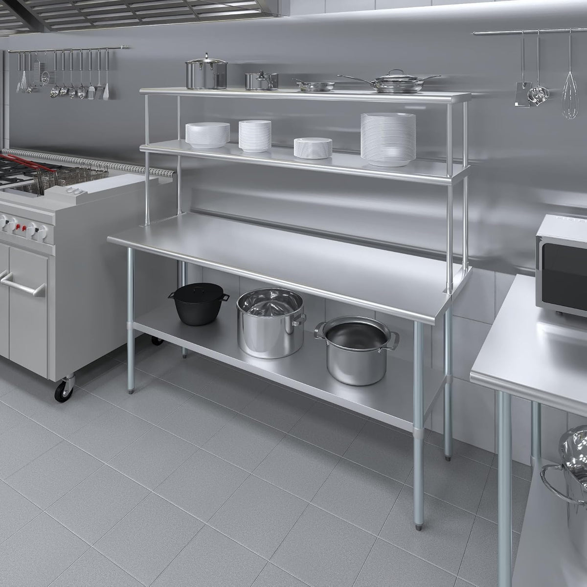 72"x12" Stainless Steel Double Overshelf, NSF