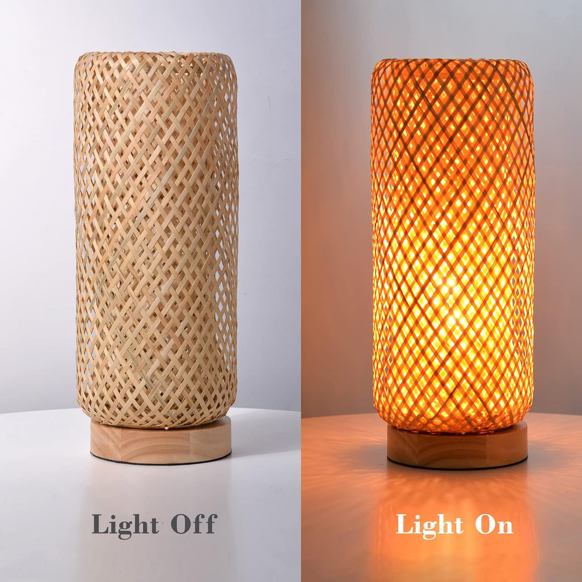 Arturesthome Bamboo Table Lamps with Shade, Rustic Farmhouse Boho Coastal Des...