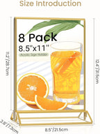Smarpau 8 Pack Acrylic Sign Holder 8.5x11 Gold Acrylic Frame Clear Table Number - Image 3