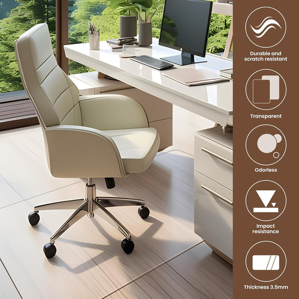 Office Chair Mat for Carpet & Hardwood Floor, 47"x32" Heavy Duty (1/7" Thick) Flat Shipping