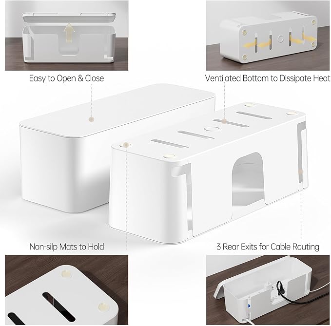 YECAYE 2 Pack Cable Management Box, Pet Friendly Cable Box Organizer - Image 7