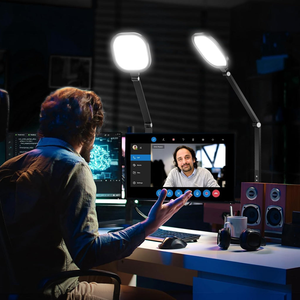 2 packs video conference light for computer, webcam on a desk or shelf