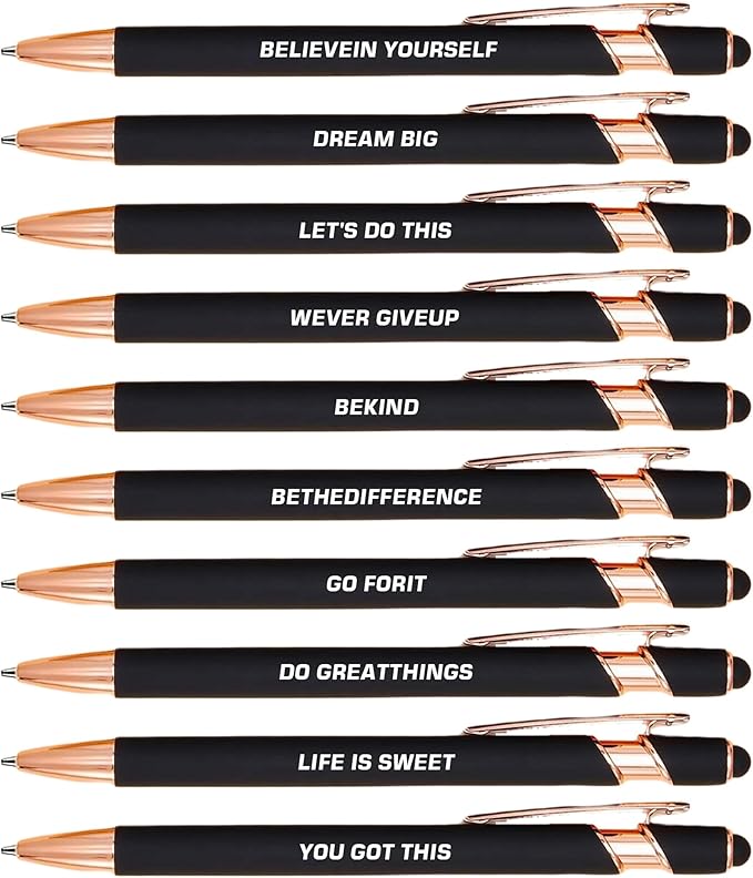 10pcs Inspirational Pens Set Stylus Pens Design Black Ink Smooth Writing Pens by Unknown