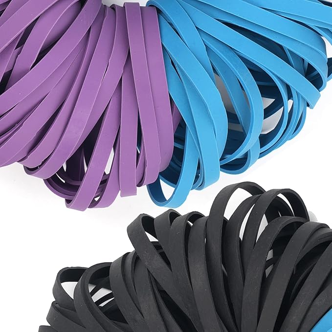 AMUU Rubber Bands Size #64 227g/0.5 lb Purple Blue Black Rubber Bands - Image 7